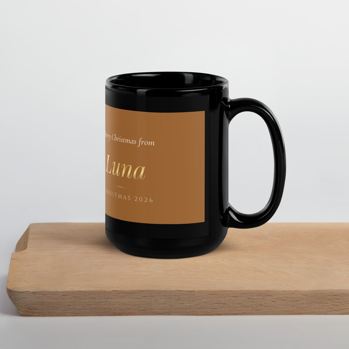 christmas cat portrait – lifestyle photo, handle on right – Up the Christmas Tree Mug