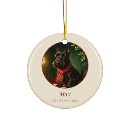 christmas pet portrait – product photo – Heirloom Tartan Portrait Ornament