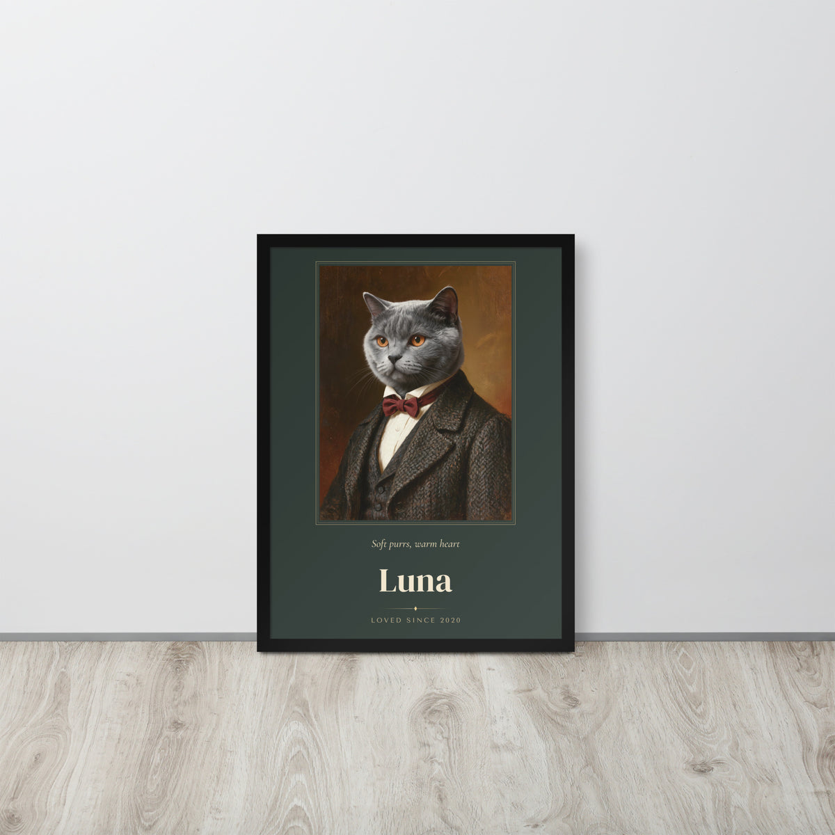 Gentleman Cat Portrait Gift for Mom – lifestyle photo – Framed Print