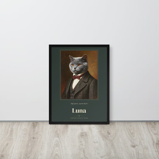 Gentleman Cat Portrait Gift for Mom – lifestyle photo – Framed Print