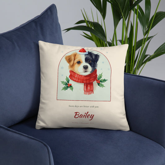 Christmas Dog Portrait – Christmas Pet Portrait – Throw Pillow