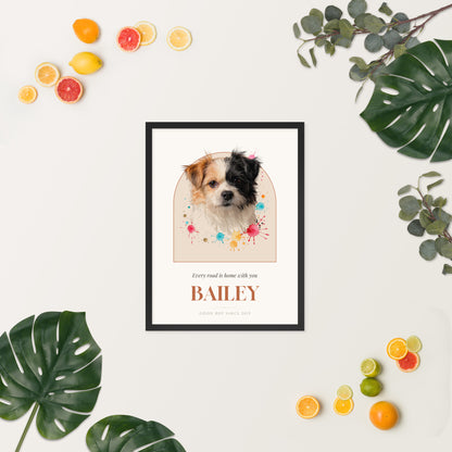 Watercolor Splash Dog Portrait – lifestyle photo, spring/summer – Framed Print