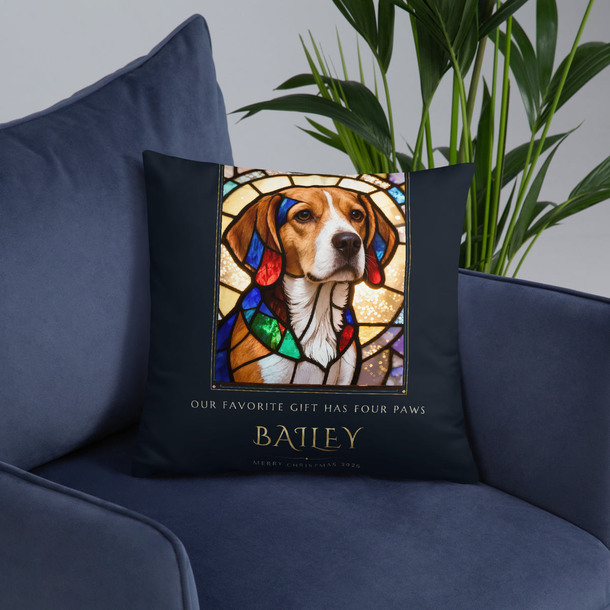 Stained Glass Pet Christmas Gift – lifestyle photo, front lifestyle 6 – Throw Pillow