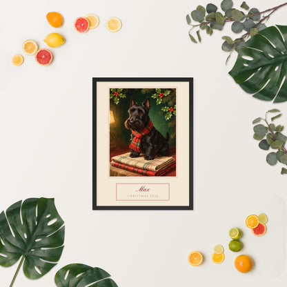 christmas pet portrait – lifestyle photo, spring/summer – Enhanced Matte Paper Framed Poster