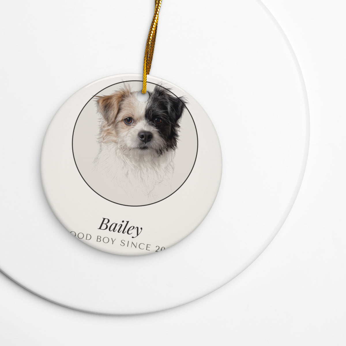 Pencil Sketch Dog Portrait – lifestyle photo – Ceramic Ornament
