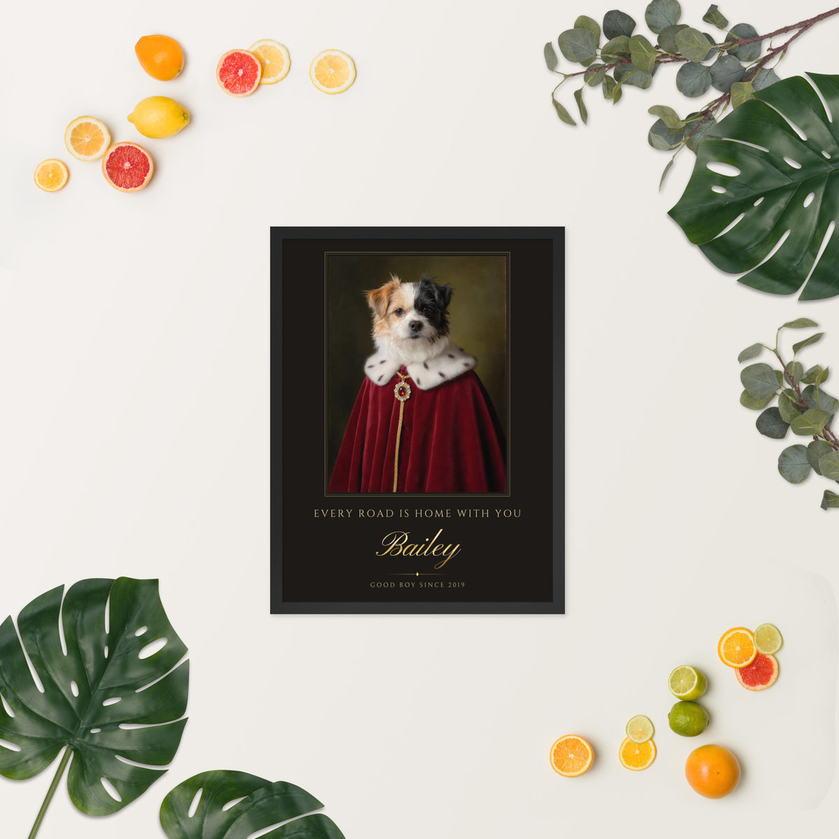 Royal Dog Portrait – lifestyle photo, spring/summer – Framed Print