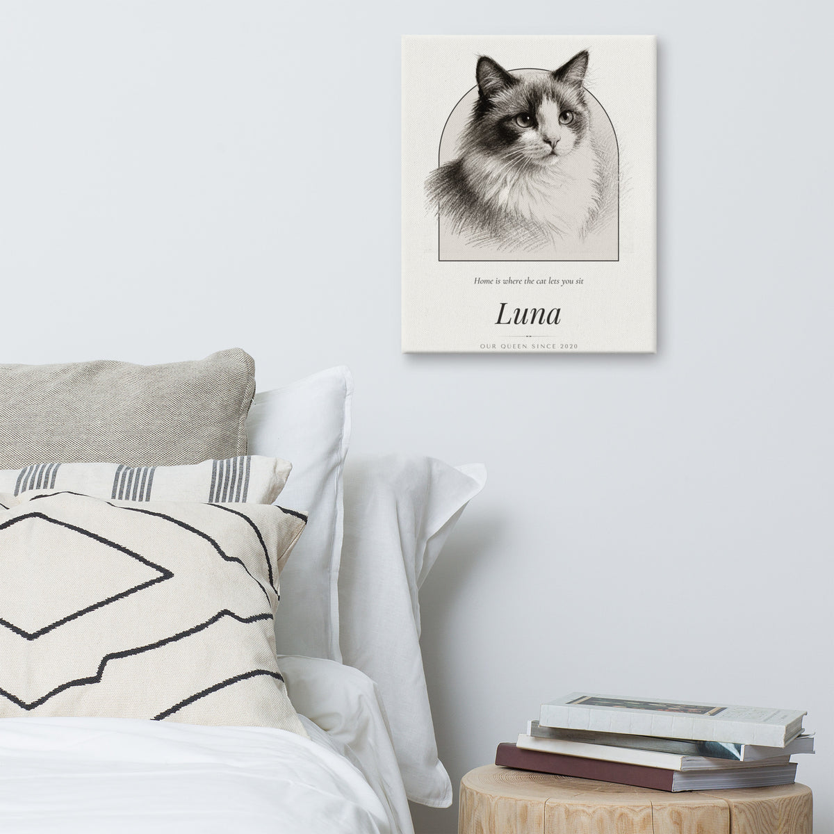 Pencil Sketch Cat Portrait – product photo – Canvas Print