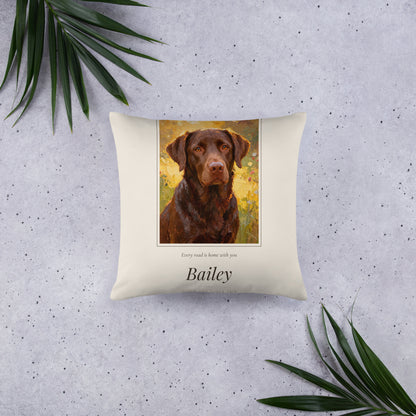 Oil Painting Dog Portrait – front view – Throw Pillow