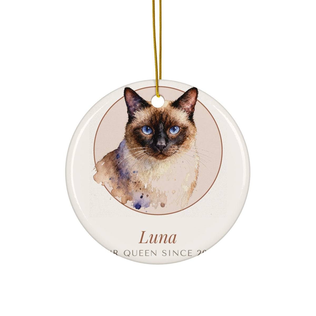 Watercolor Cat Portrait – product photo – Ceramic Ornament