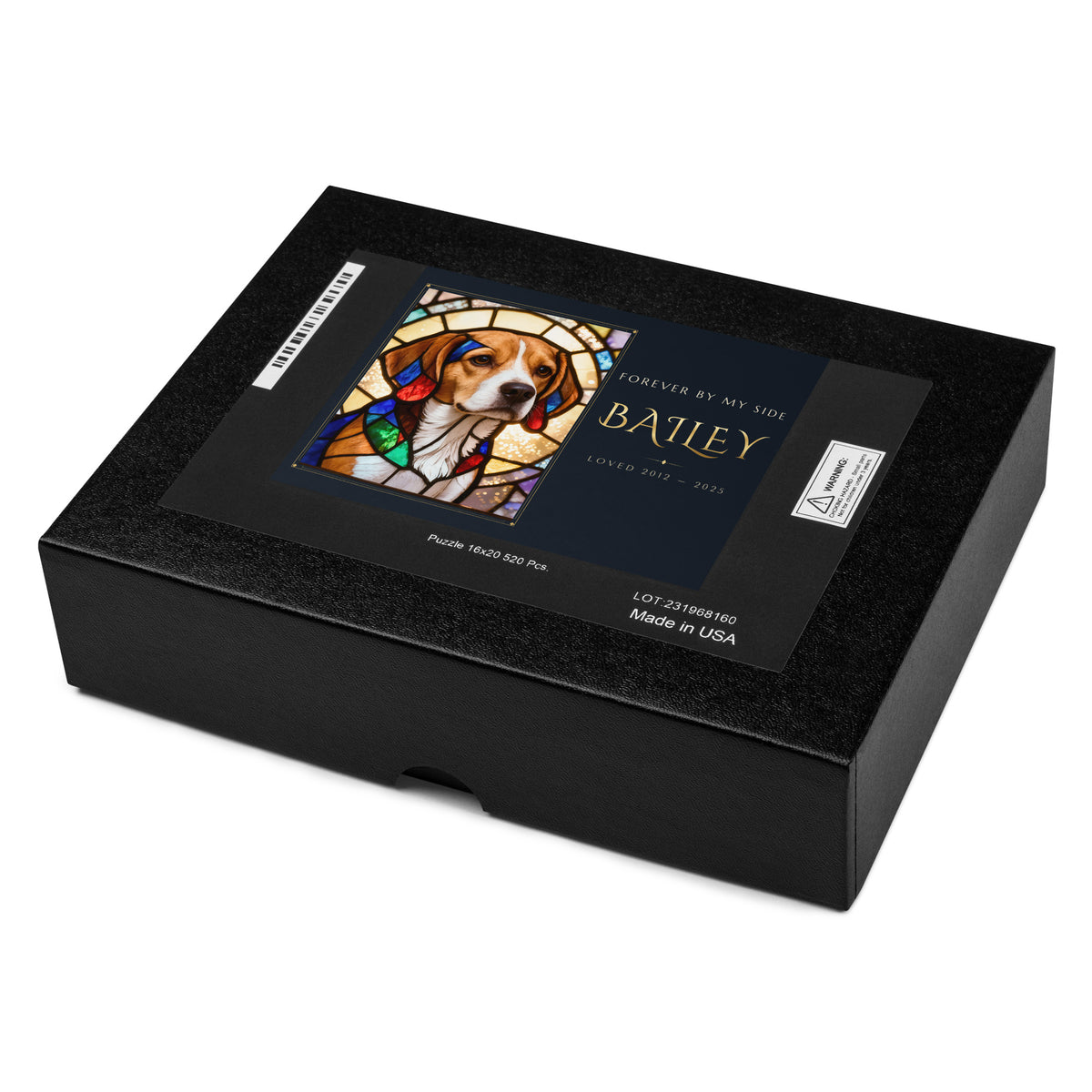Stained Glass Pet Memorial Portrait – close-up, product details 2 – Jigsaw Puzzle