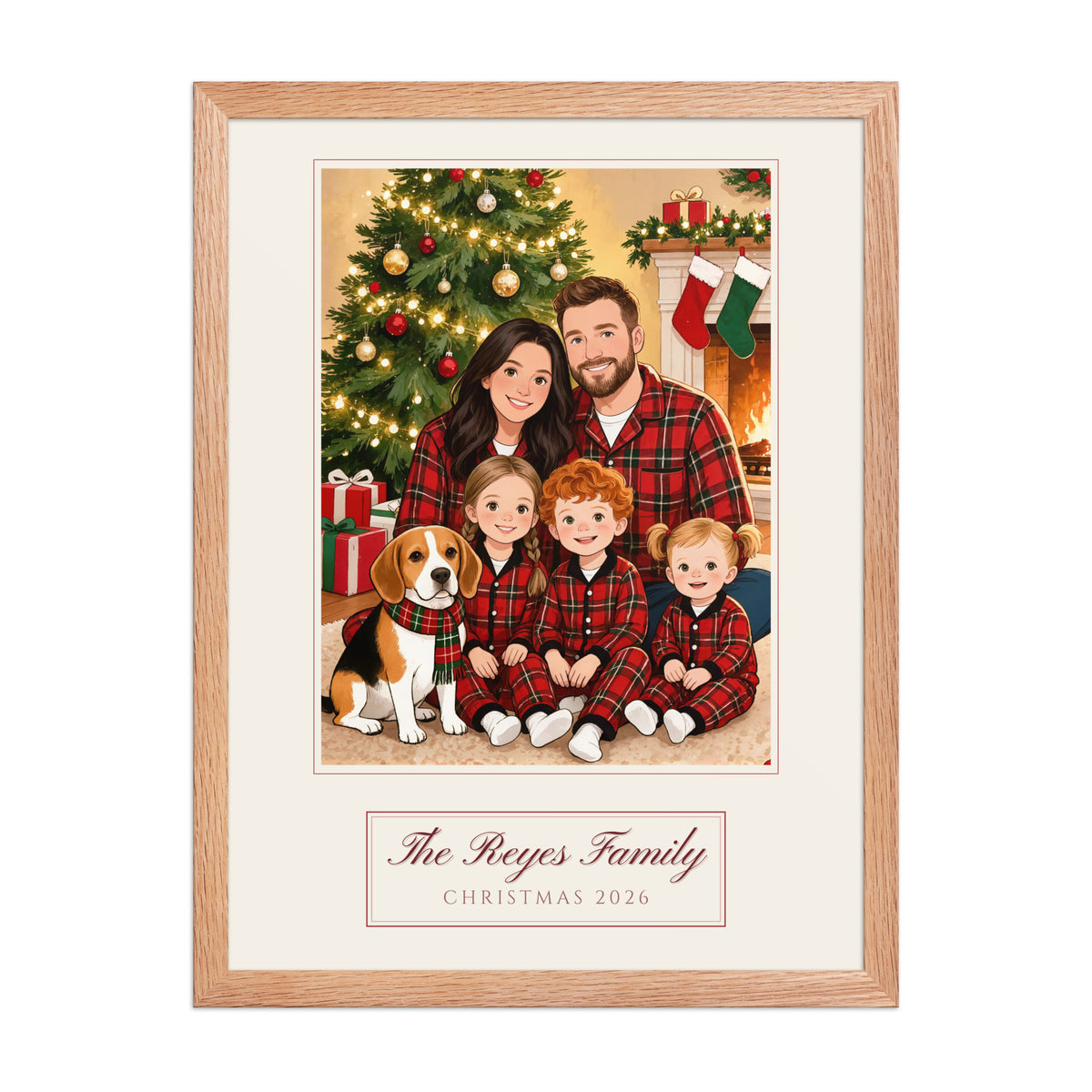 christmas family portrait – front view – Enhanced Matte Paper Framed Poster
