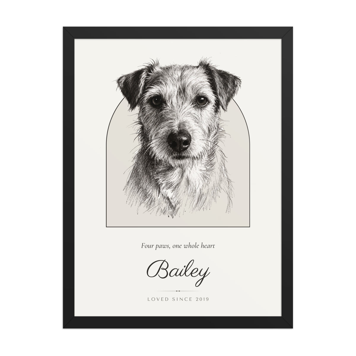 Pencil Sketch Dog Portrait Gift for Mom – product photo – Framed Print