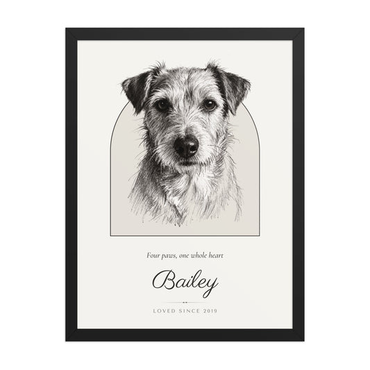 Pencil Sketch Dog Portrait Gift for Mom – product photo – Framed Print