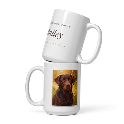 Oil Painting Dog Portrait – front view, front view – Coffee Mug