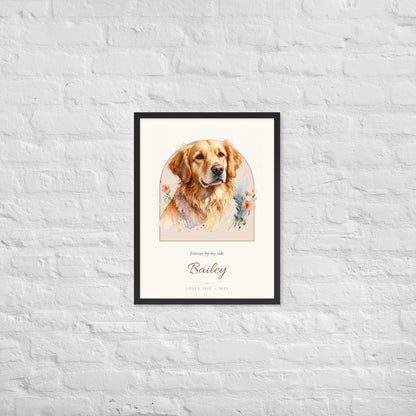 Watercolor Pet Memorial Portrait – lifestyle photo – Framed Print