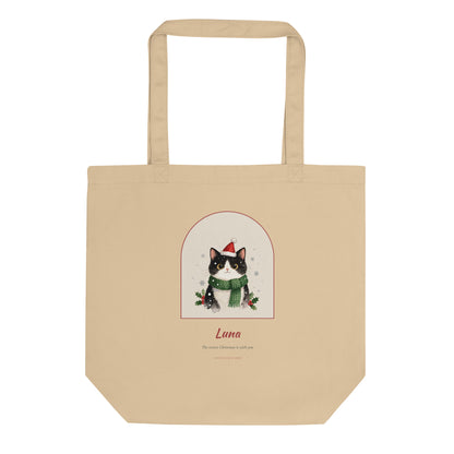 Christmas Cat Portrait Gift for Mom – front view – Tote Bag