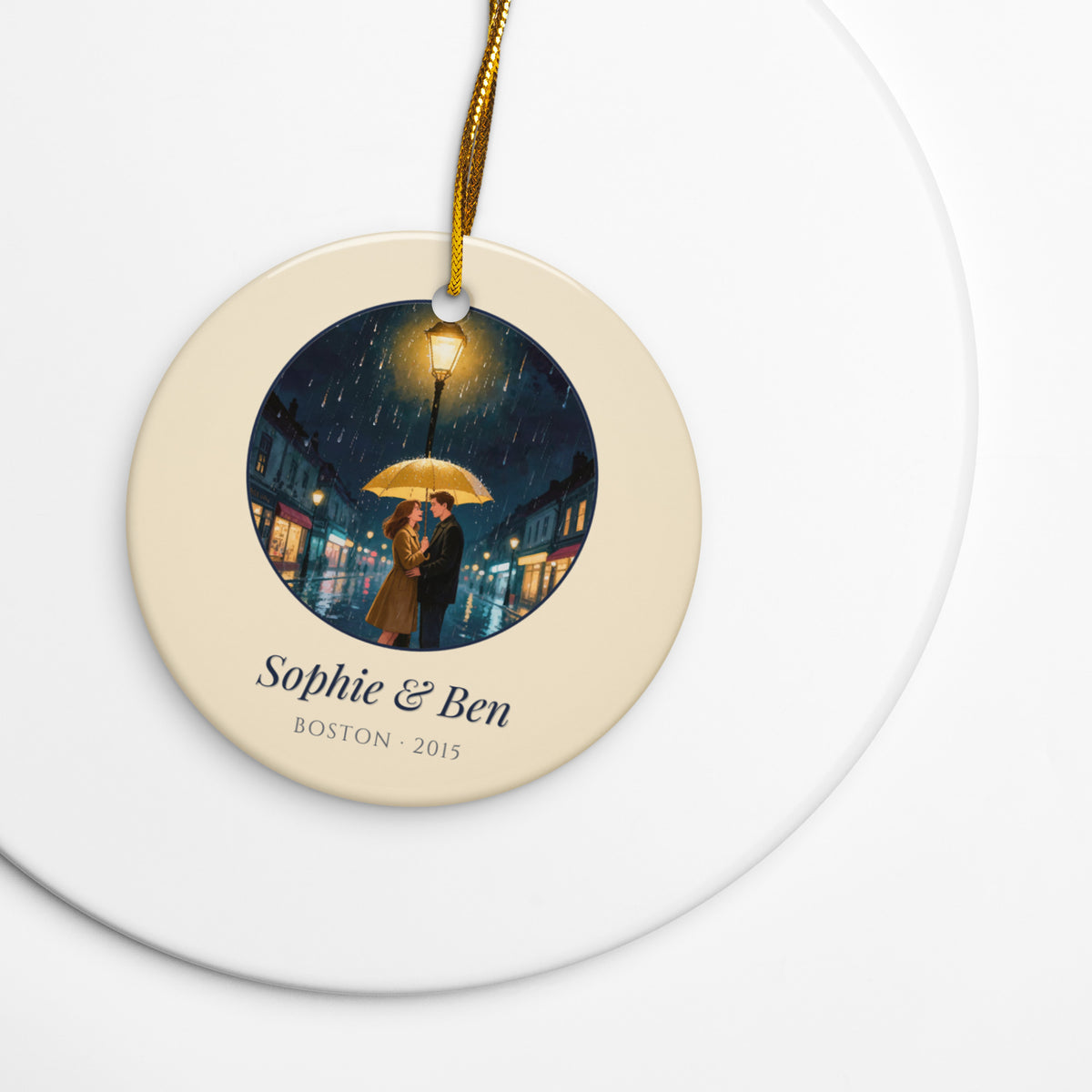 custom couple portrait – lifestyle photo – Ceramic Ornament