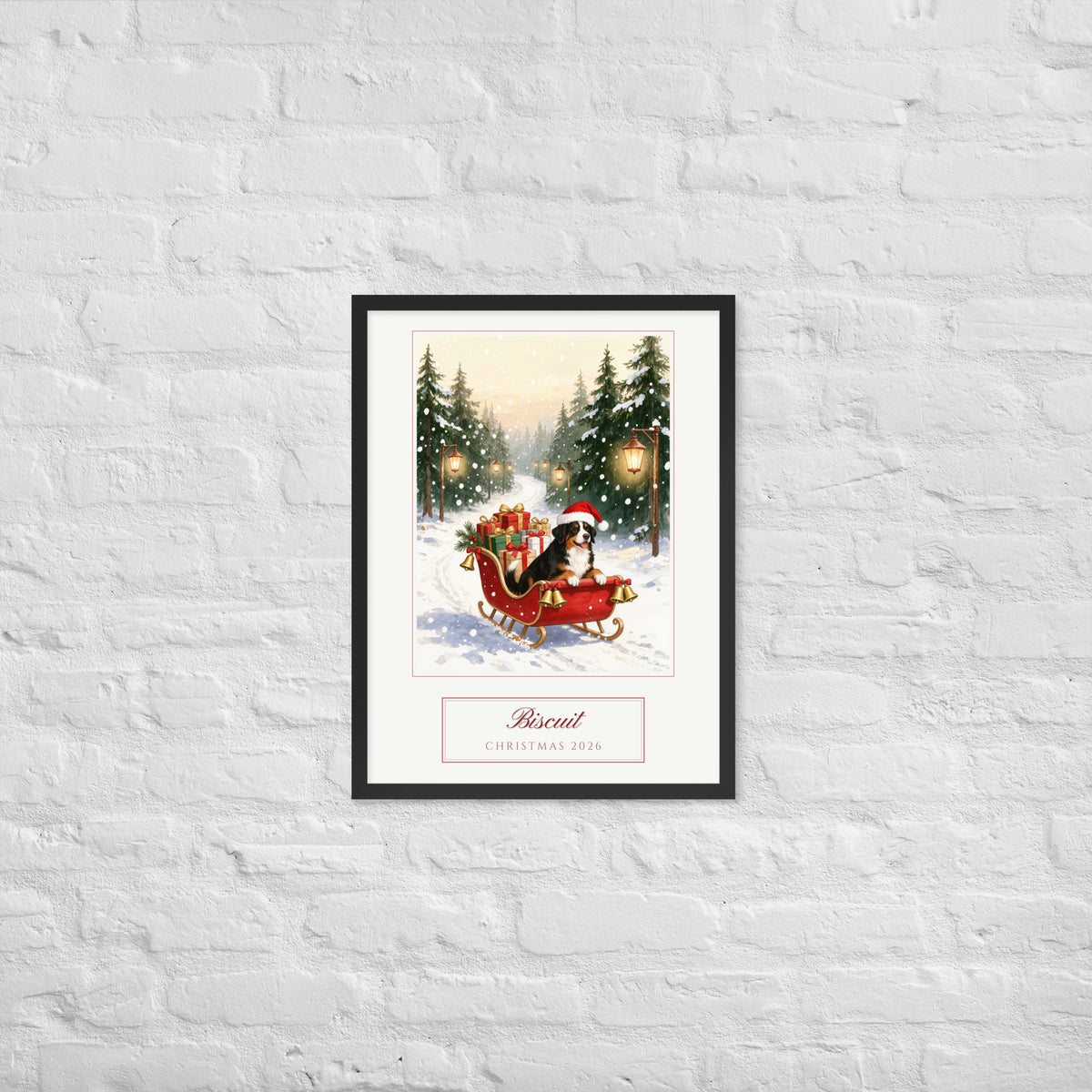 christmas pet portrait – lifestyle photo – Enhanced Matte Paper Framed Poster