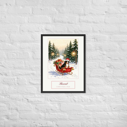 christmas pet portrait – lifestyle photo – Enhanced Matte Paper Framed Poster
