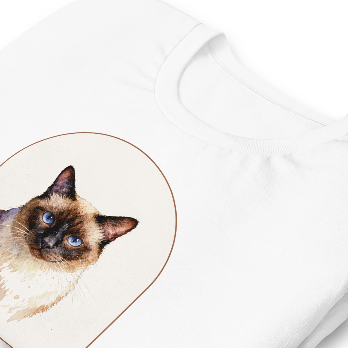 Watercolor Cat Portrait – close-up, zoomed-in – T-Shirt