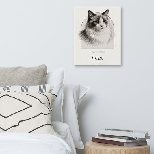 Pencil Sketch Cat Portrait Gift for Mom – product photo – Canvas Print