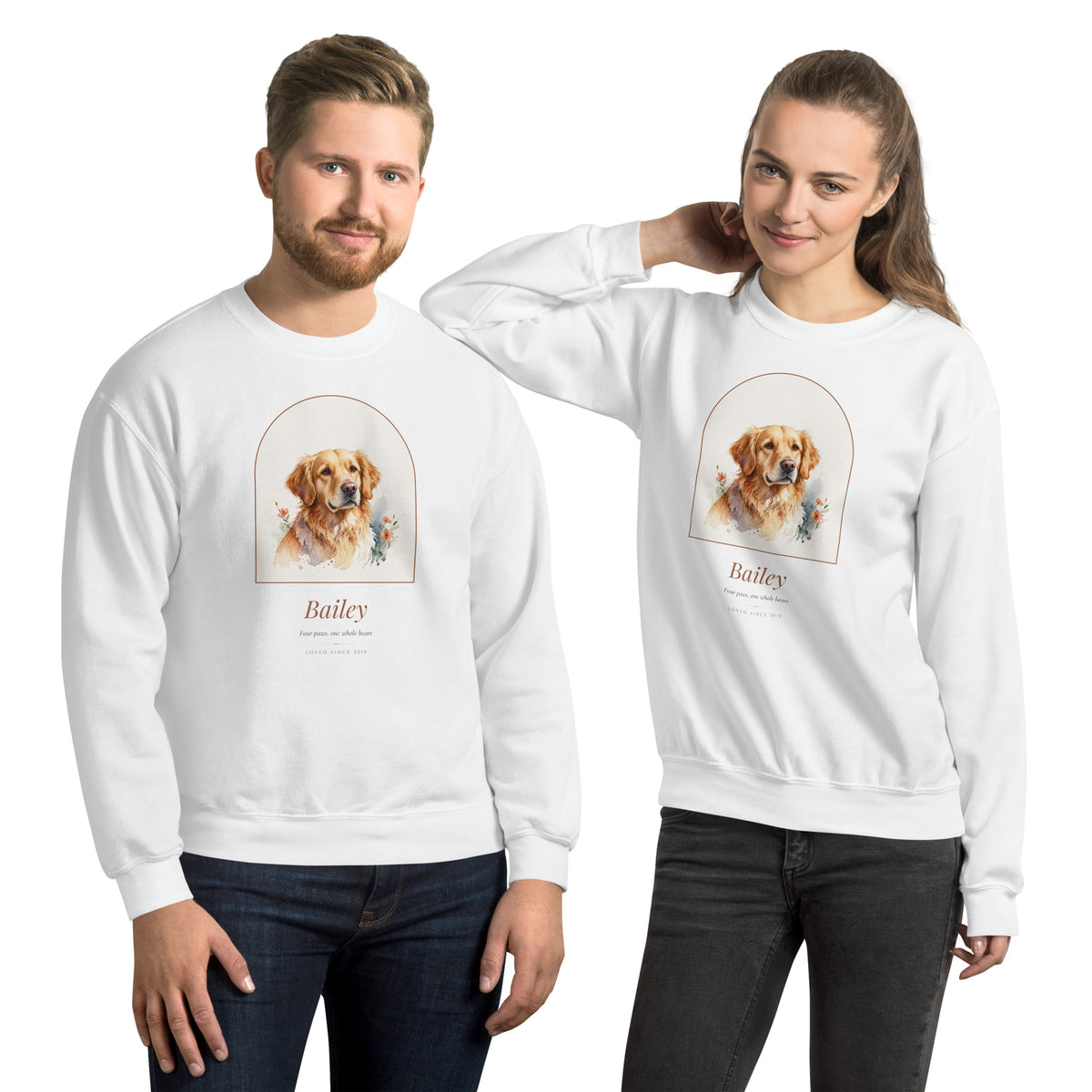Watercolor Dog Portrait Gift for Mom – product photo – Crewneck Sweatshirt