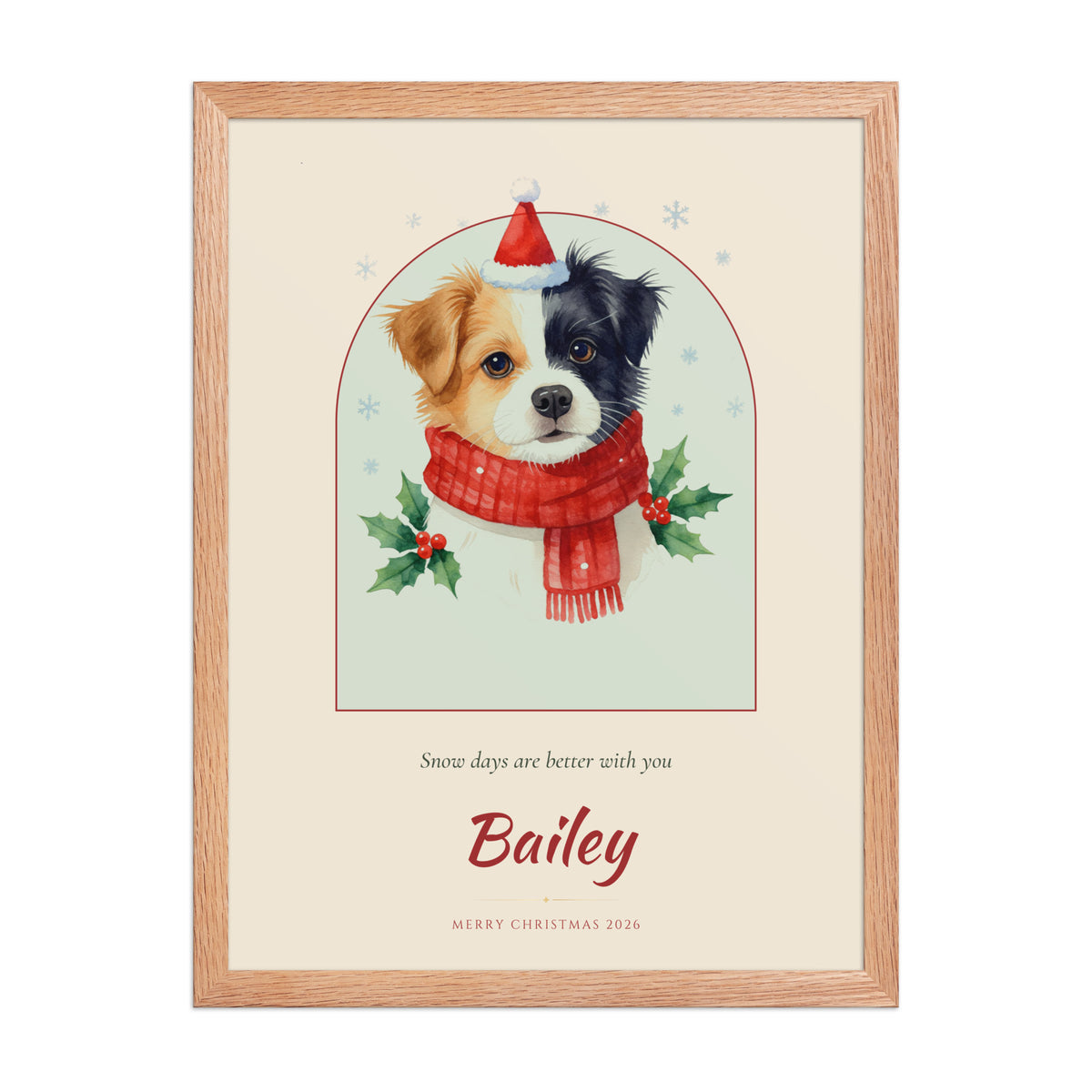 Christmas Dog Portrait – Christmas Pet Portrait – Framed Print