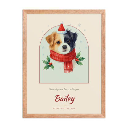 Christmas Dog Portrait – Christmas Pet Portrait – Framed Print