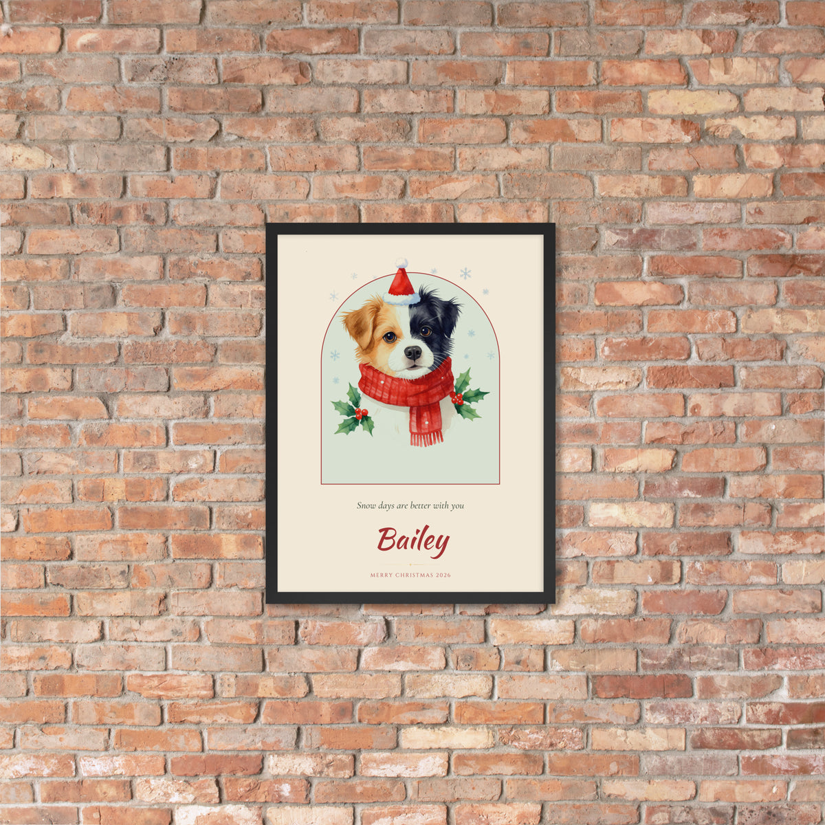 Christmas Dog Portrait – Christmas Pet Portrait – Framed Print