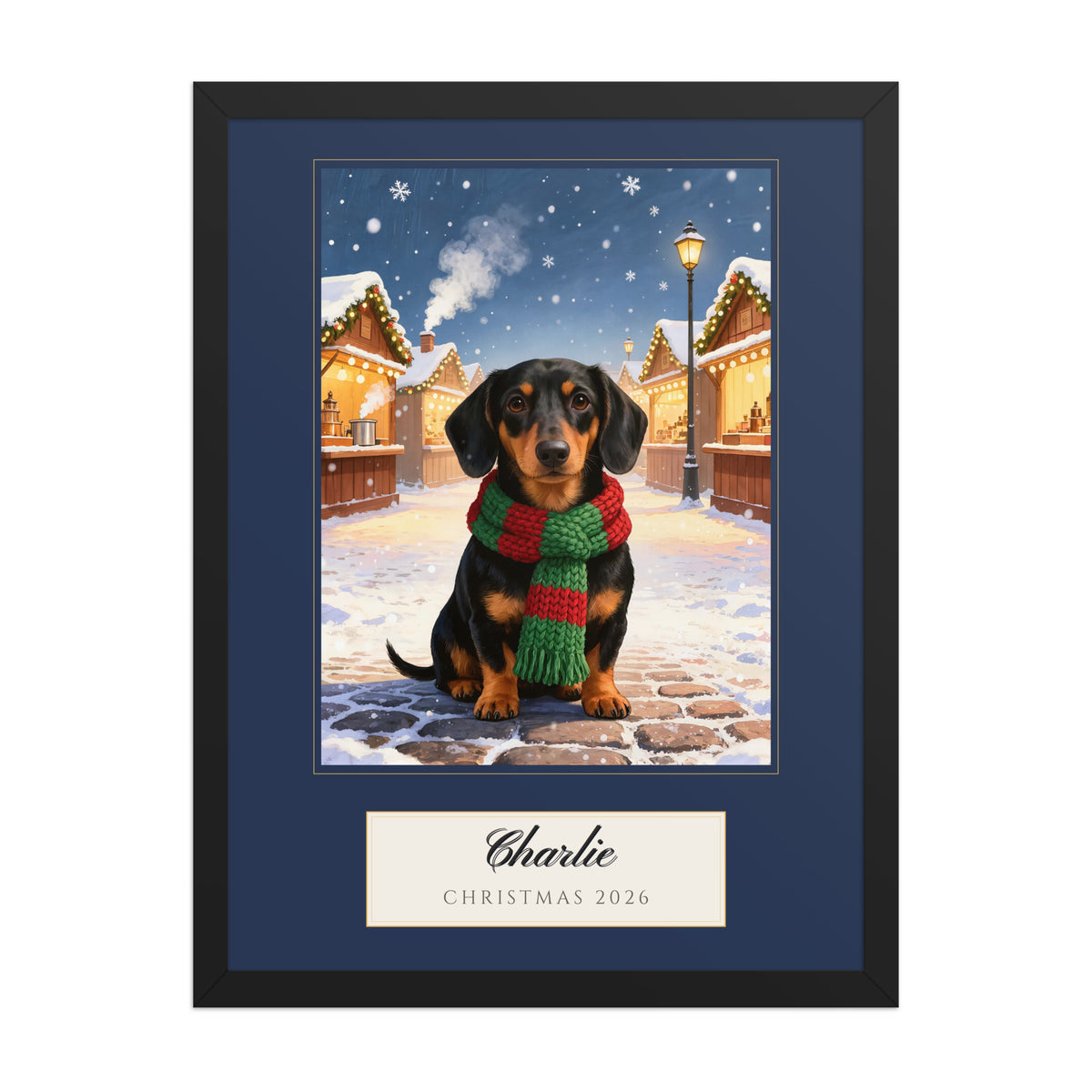 christmas pet portrait – product photo – Enhanced Matte Paper Framed Poster