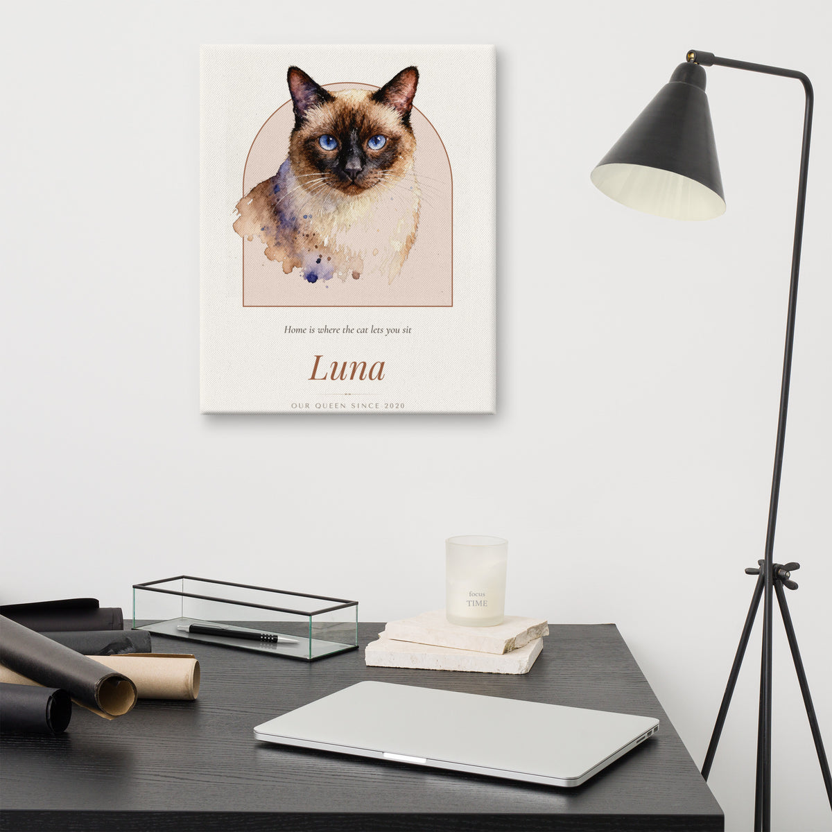 Watercolor Cat Portrait – lifestyle photo – Canvas Print