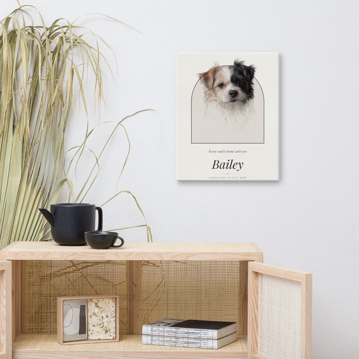 Pencil Sketch Dog Portrait – lifestyle photo – Canvas Print