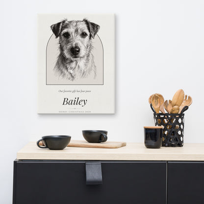 Pencil Sketch Pet Christmas Gift – lifestyle photo – Canvas Print