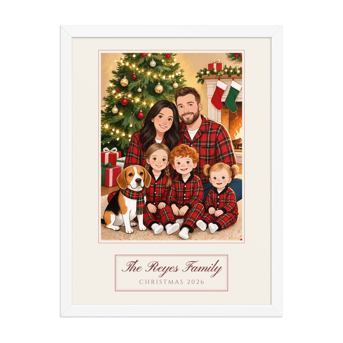 christmas family portrait – front view – Enhanced Matte Paper Framed Poster