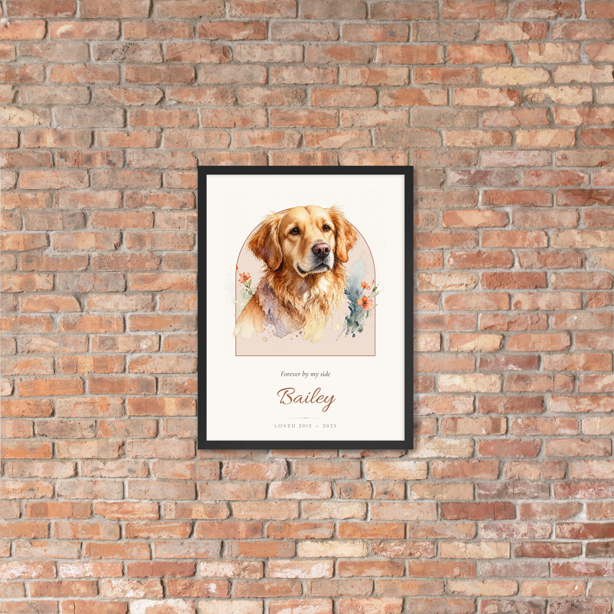 Watercolor Pet Memorial Portrait – lifestyle photo, lifestyle 4 – Framed Print