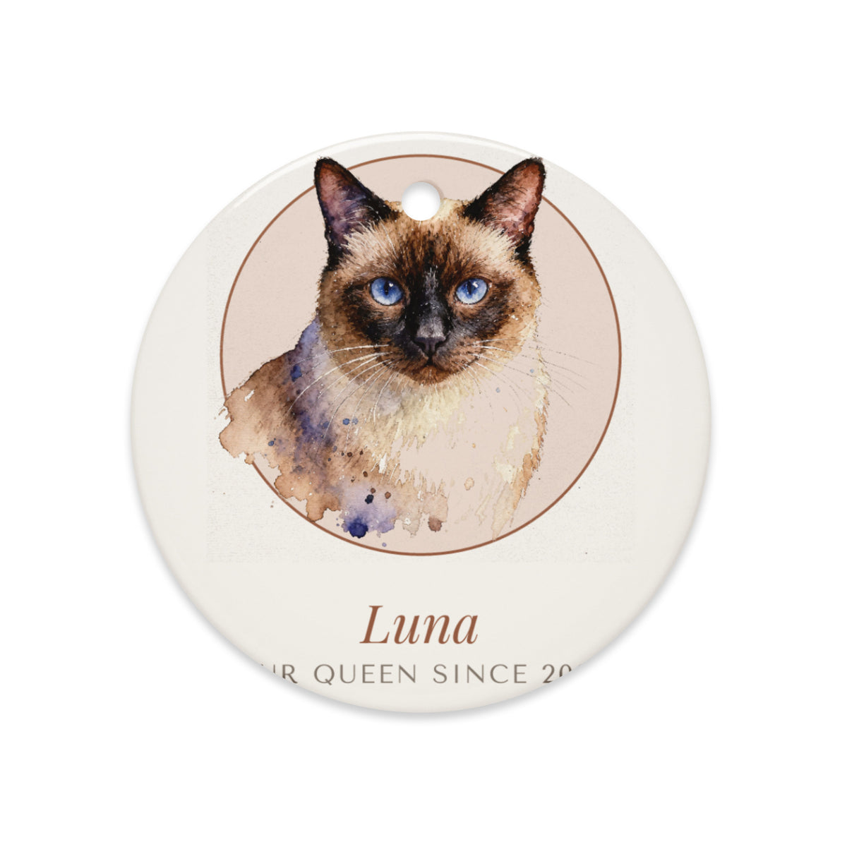 Watercolor Cat Portrait – lifestyle photo – Ceramic Ornament