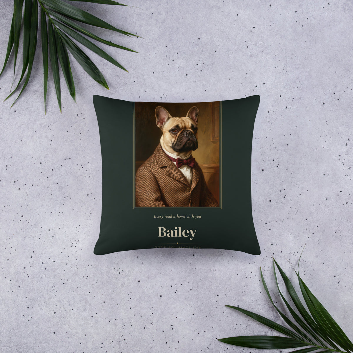 Gentleman Dog Portrait – front view – Throw Pillow