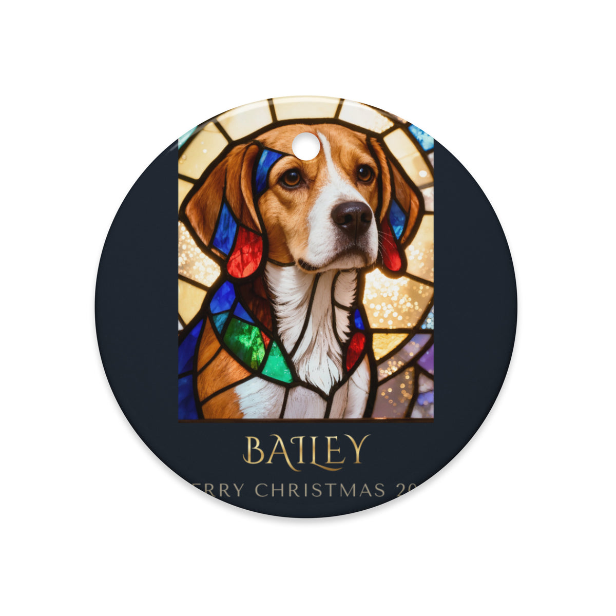 Stained Glass Pet Christmas Gift – lifestyle photo – Ceramic Ornament
