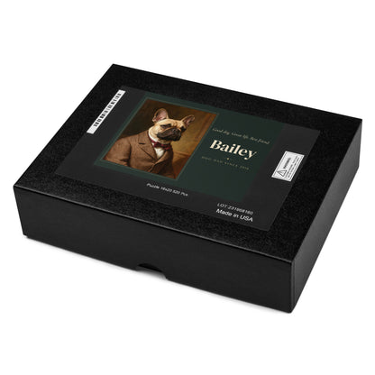 Gentleman Dog Dad Gift – close-up, product details 2 – Jigsaw Puzzle