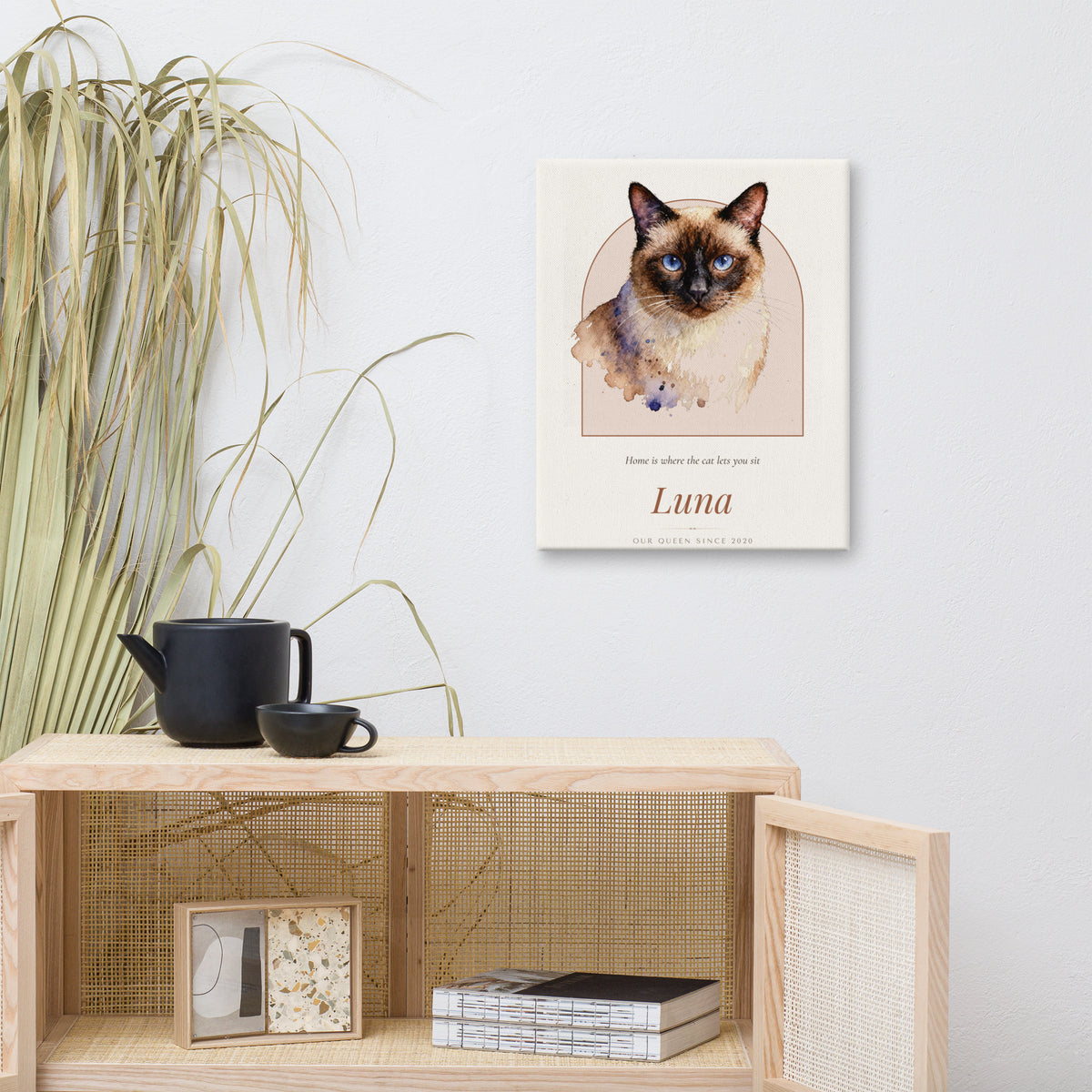 Watercolor Cat Portrait – lifestyle photo – Canvas Print