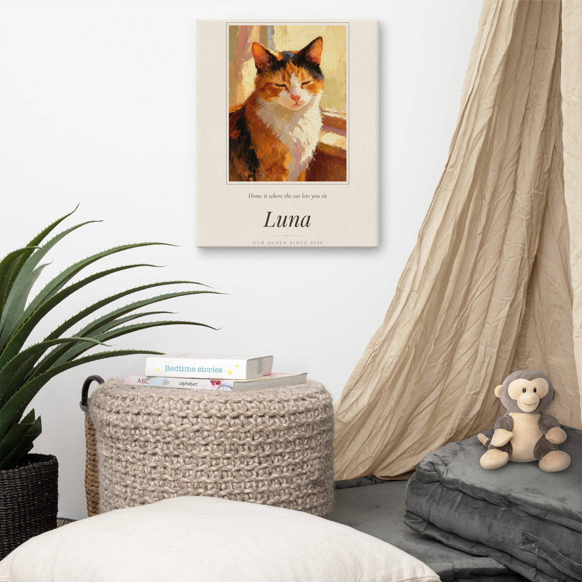 Oil Painting Cat Portrait – lifestyle photo – Canvas Print