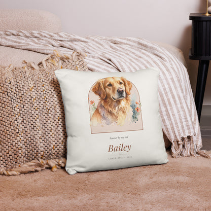 Watercolor Pet Memorial Portrait – lifestyle photo – Throw Pillow