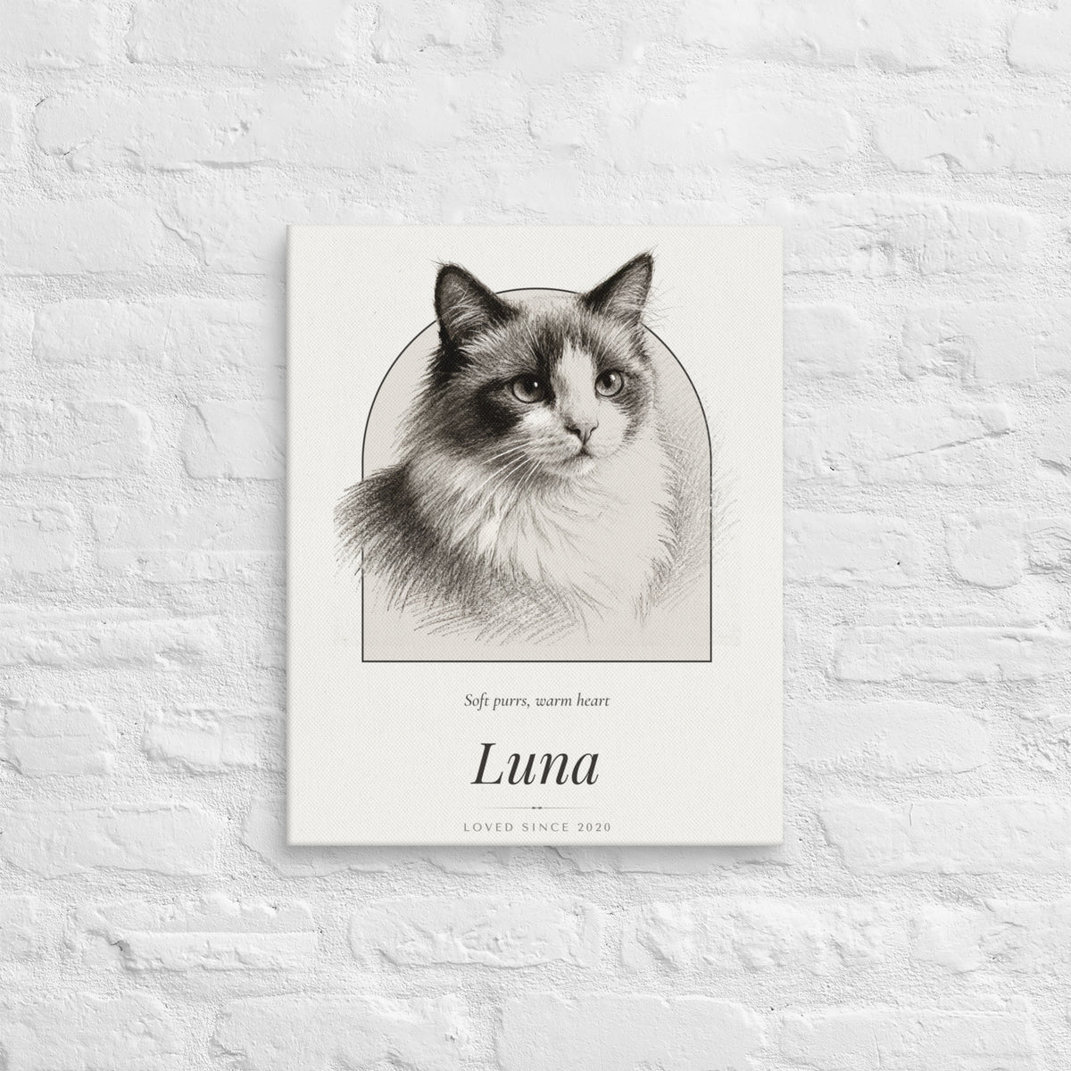 Pencil Sketch Cat Portrait Gift for Mom – lifestyle photo – Canvas Print