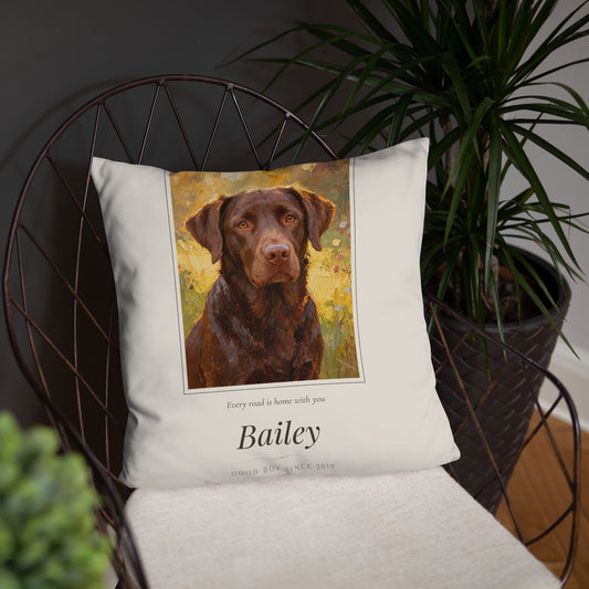 Oil Painting Dog Portrait – product photo, front lifestyle 4 – Throw Pillow