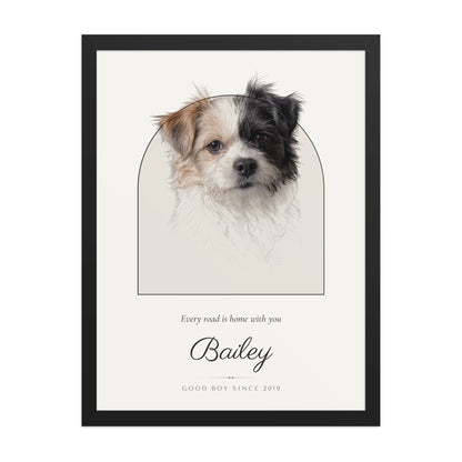 Pencil Sketch Dog Portrait – product photo – Framed Print