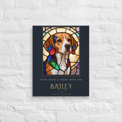 Stained Glass Dog Portrait – lifestyle photo – Canvas Print