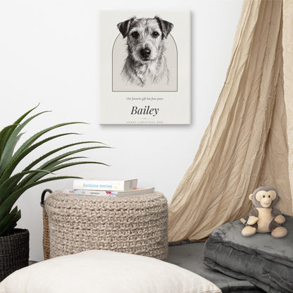 Pencil Sketch Pet Christmas Gift – lifestyle photo – Canvas Print