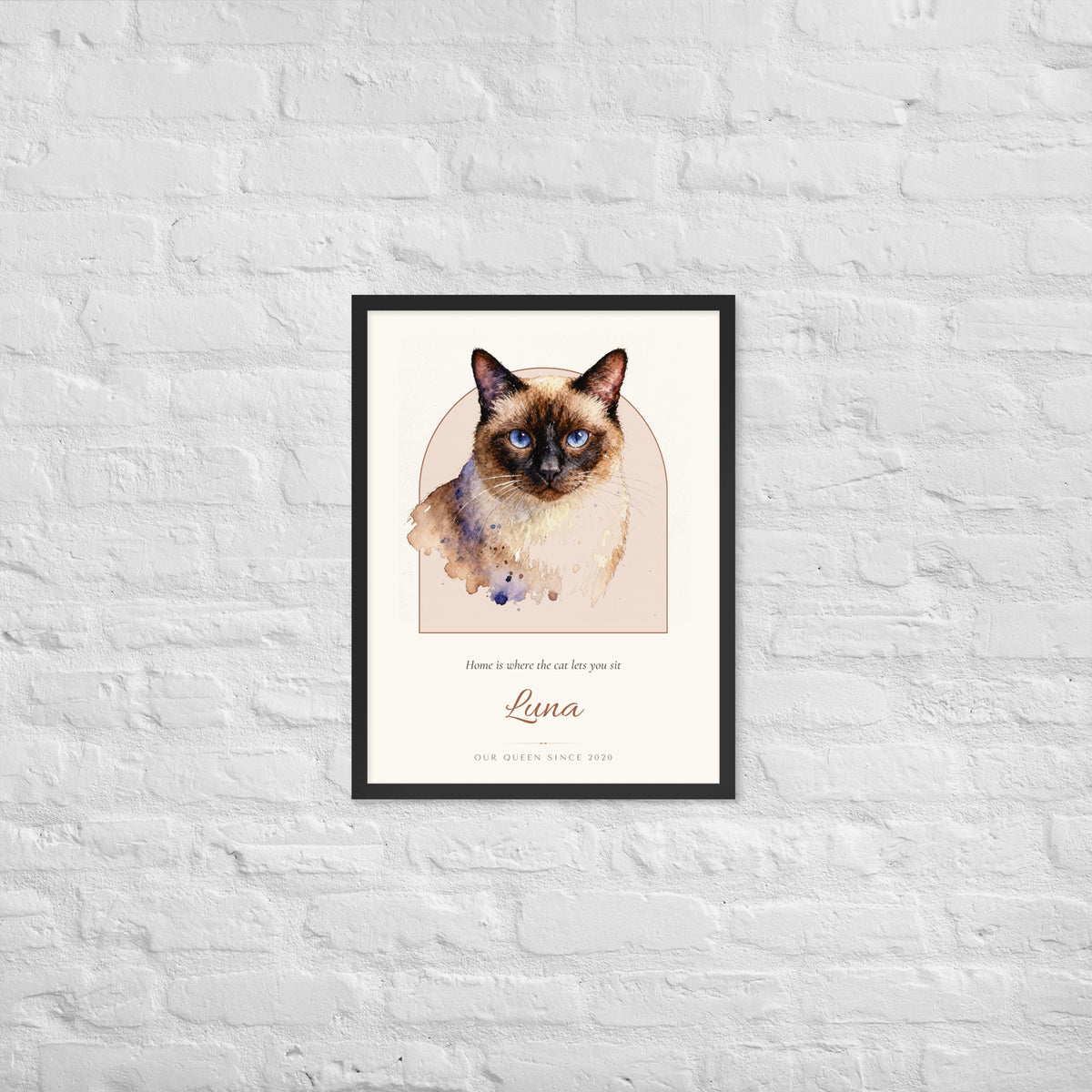 Watercolor Cat Portrait – lifestyle photo – Framed Print