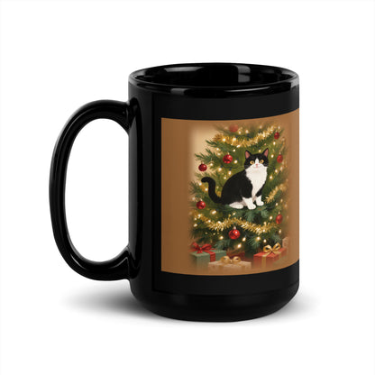 christmas cat portrait – front view – Up the Christmas Tree Mug