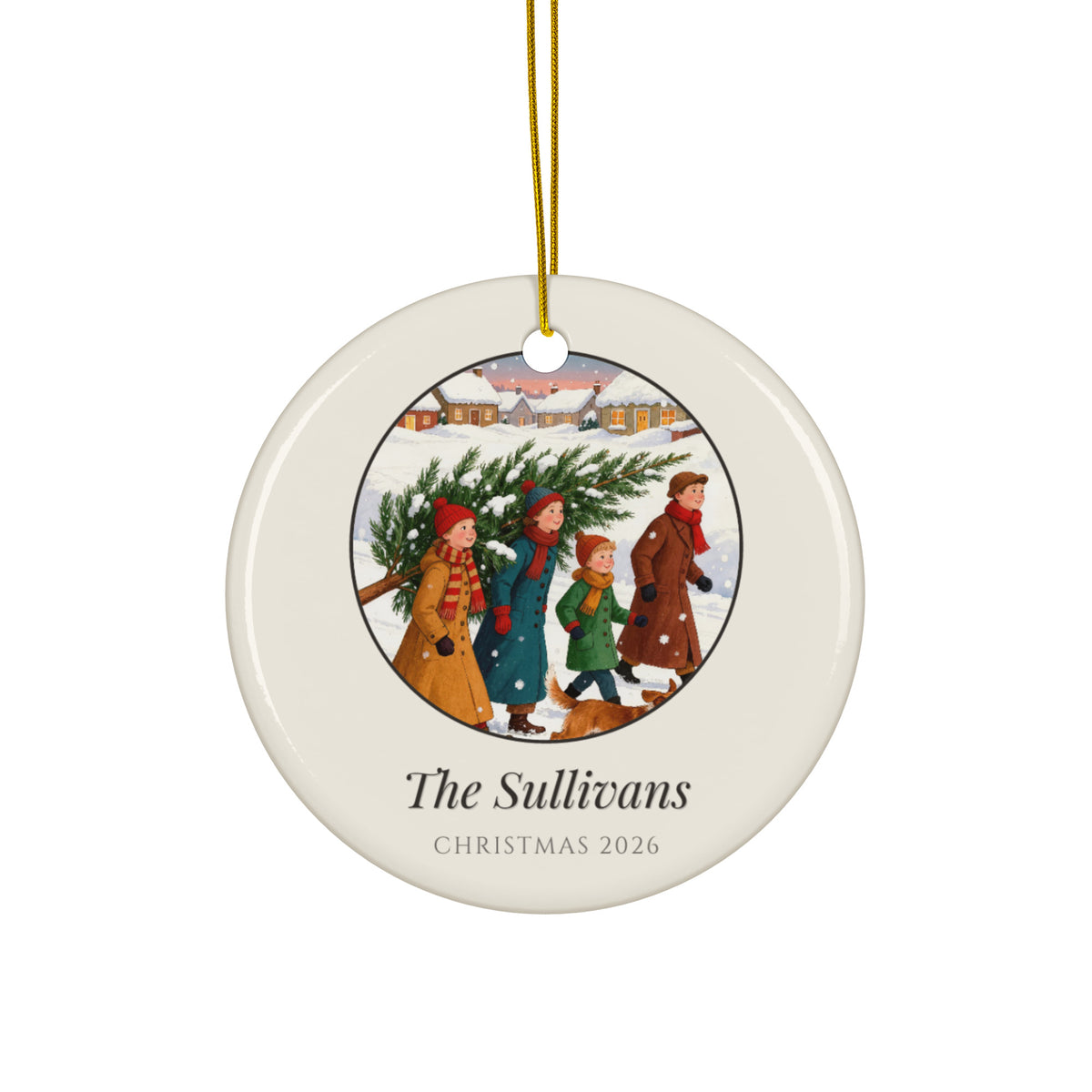 christmas family portrait – product photo – Ceramic Ornament